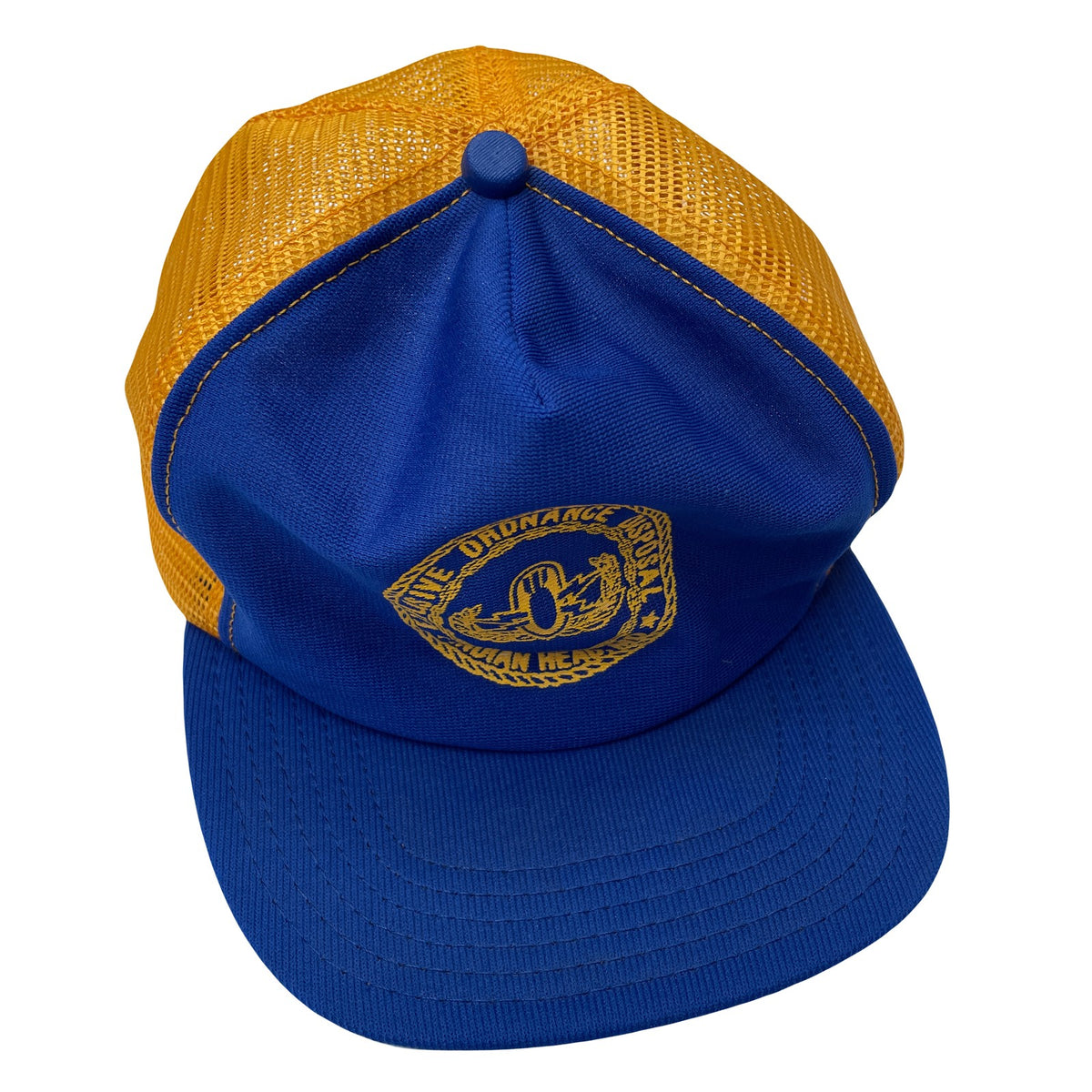 Vintage 80s US Navy Ordnance Disposal Explosive Indian Head Trucker Hat Cap