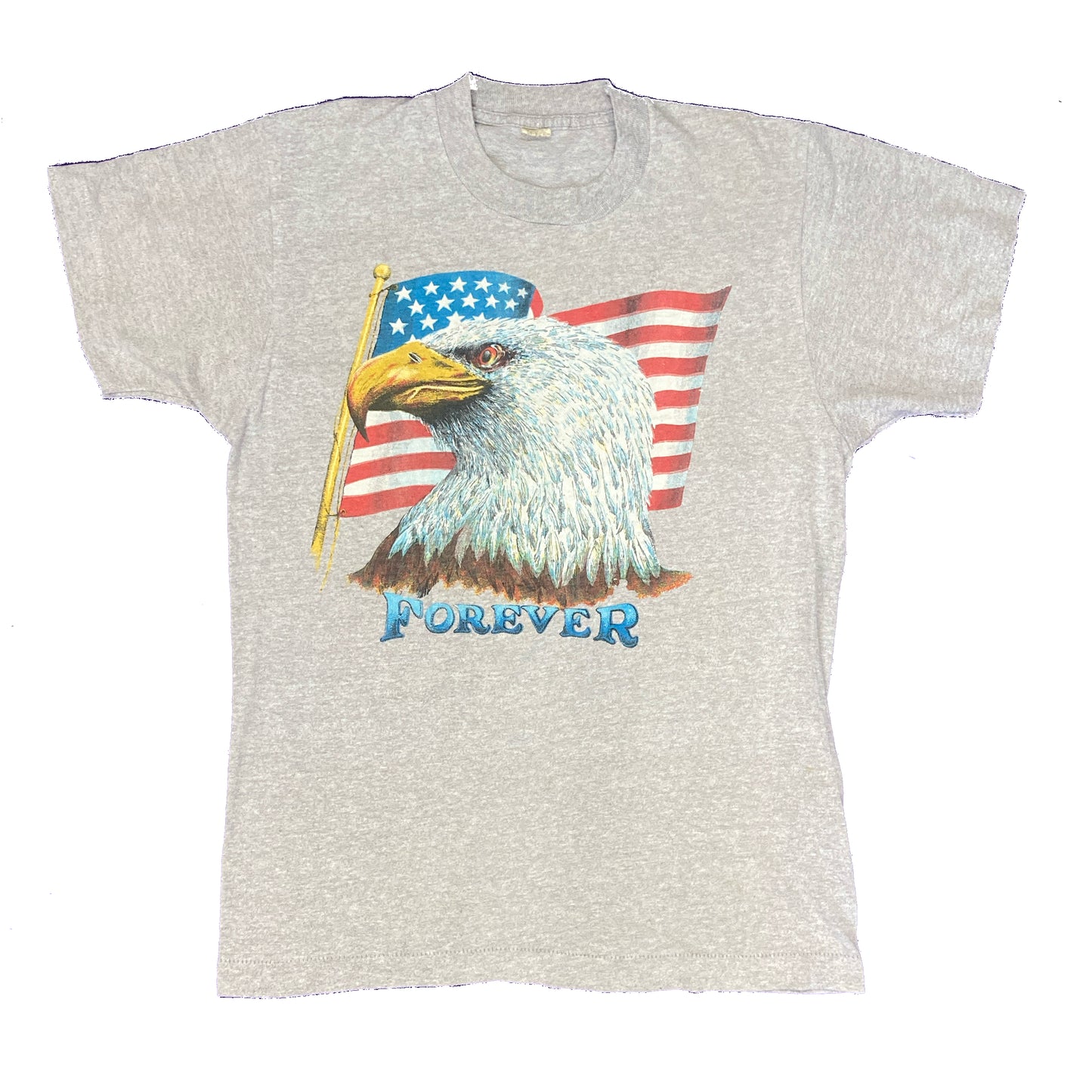 Vintage 90s USA flag & Eagle souvenir single stitch grey t-shirt size small