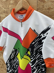 Santini Vintage Retro Cycling Jersey XL Geometric Abstract Print Short Sleeve
