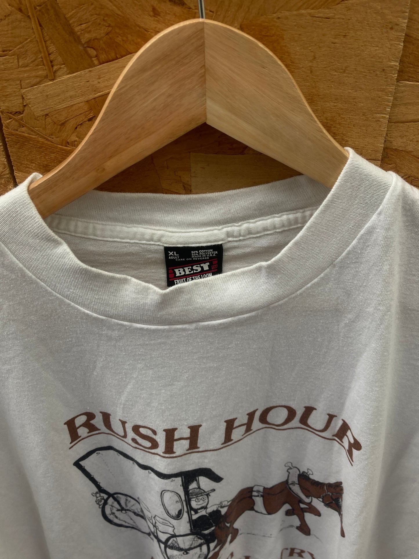 Vintage 90s Rush Hour in Amish Country funny single stitch white t-shirt size XL