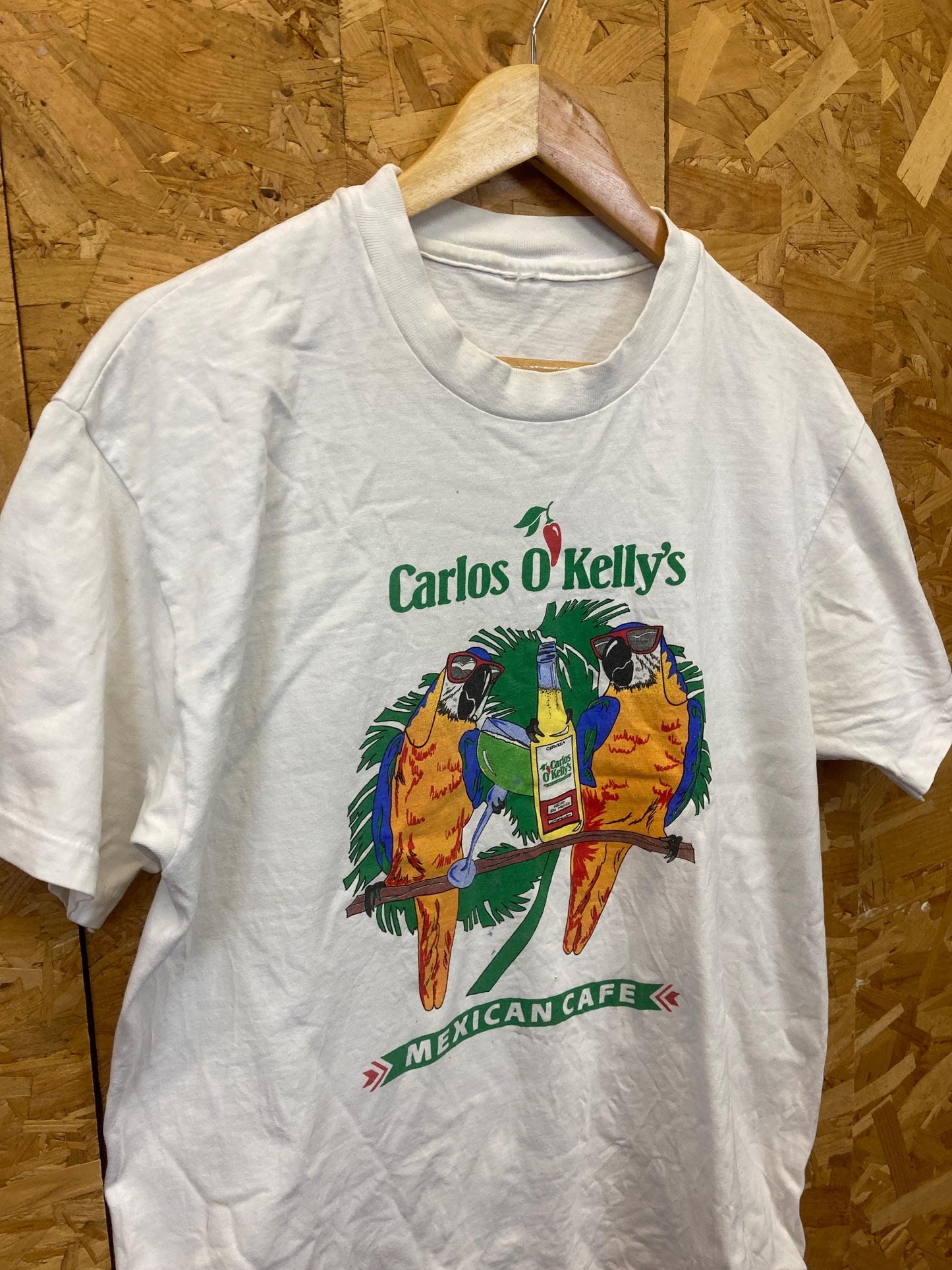 Vintage 80s Carlos O’Kellys Irish bar Mexico diner souvenir white single stitch t shirt size medium