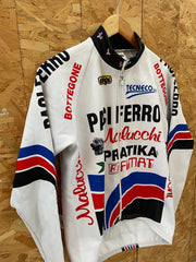 Vintage Aleggi Paci Ferro Cycling Jersey Jacket White Red Blue Black Size 3