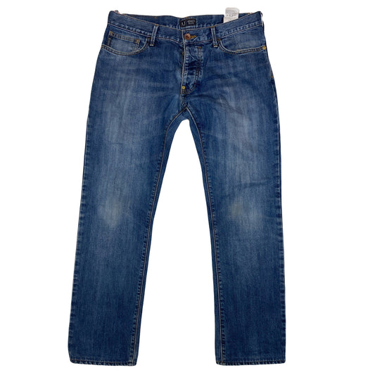 Vintage Y2K Armani Jeans 33” mid blue soft denim classic wash jeans