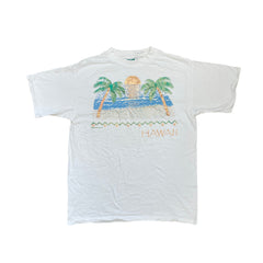 Vintage 90s Single Stitch Hawaii Beach Palm Tree Graphic T-Shirt XL White