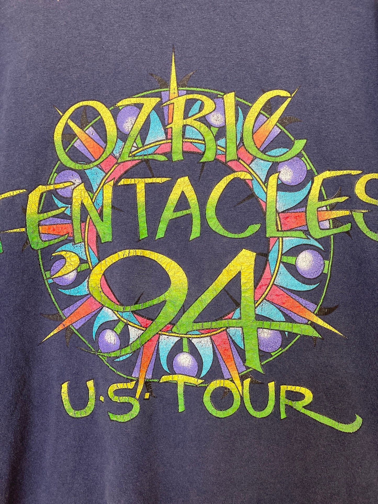 Vintage 94 Ozric Tentacles ultravision USA tour double sided navy blue t shirt size XL