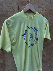 Vintage 90s yellow North Beverly quirky promo single stitch t-shirt size medium