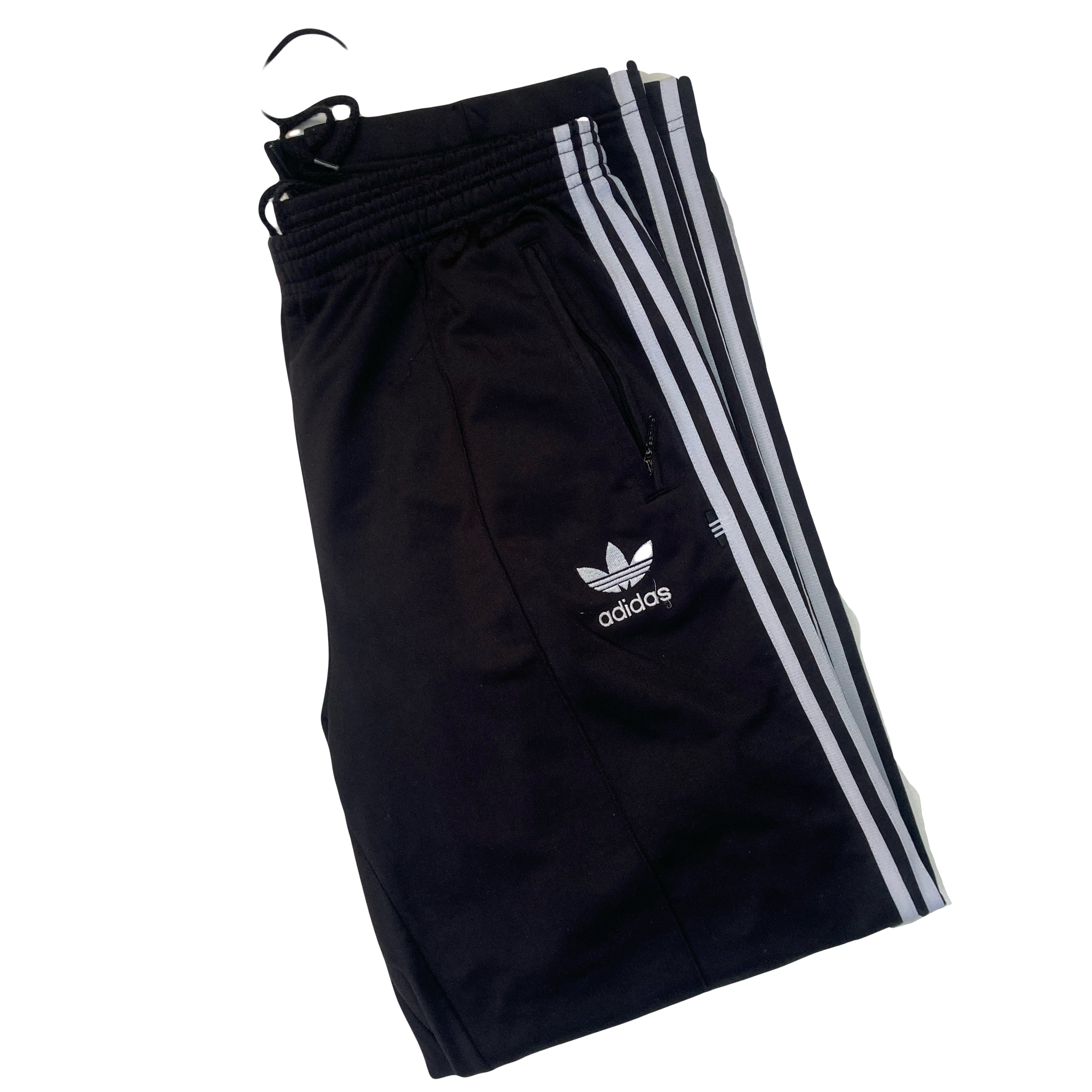 Vintage Y2K Black Adidas track bottoms zip ankle drawstring size large W34  L32