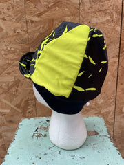 Vintage Rapha Cycling Cap Black Neon Yellow Pattern Unisex One Size