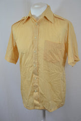 Vintage 90s pastel yellow pinstripe short sleeve captains shirt size medium