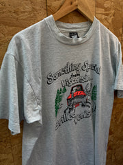 Vintage 90s funny Wisconsin souvenir qurky single stitch grey t-shirt size large