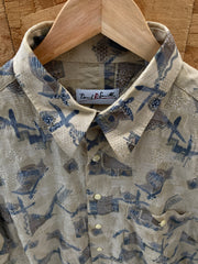 Vintage 90s Paul R Smith beige abstract pattern short sleeve shirt size large