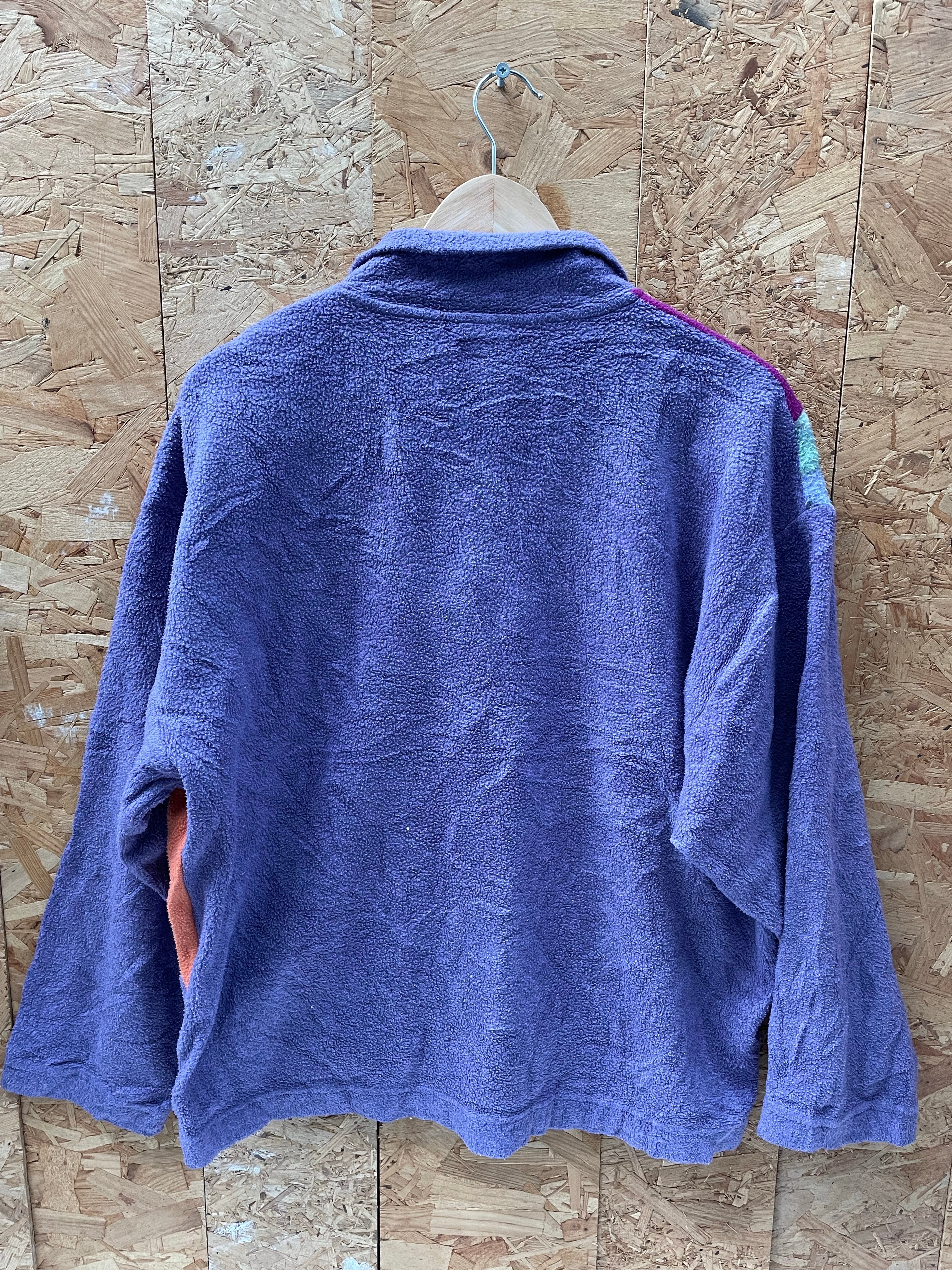 Vintage 90s purple salmon block panel qtr zip crazy fleece size M by Campagnolo