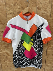 Santini Vintage Retro Cycling Jersey XL Geometric Abstract Print Short Sleeve