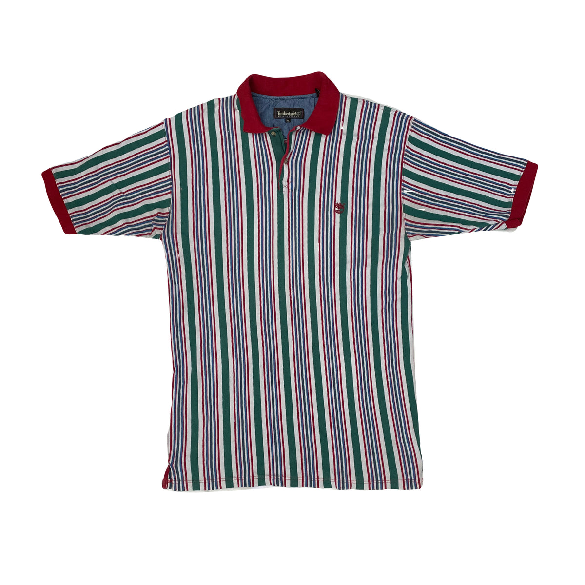 Vintage 90s Timberland Weathergear Striped Polo Shirt Mens XL Red Green Blue