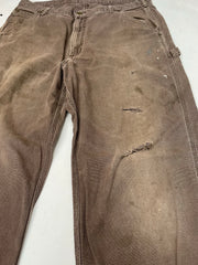 Vintage 90s L.L.Bean Carpenter Pants Brown 36x32 Utility Workwear Distressed