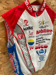 Vintage Bergamo Cycling Vest Red White Blue Sleeveless Full Zip Bike Jersey
