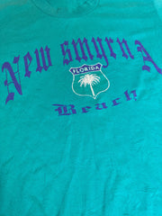 Vintage 80s turquoise green New Smyrna Beach USA souvenir single stitch t-shirt size large