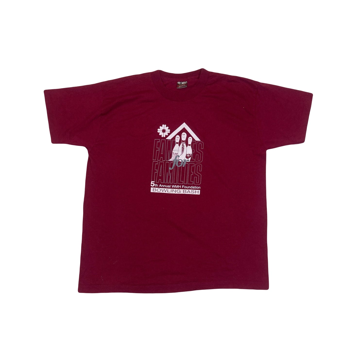 Vintage 90s Families for families bowling bash maroon burgundy USA souvenir single stitch t shirt si