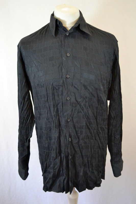 Vintage 90s black textured long sleeve shirt size medium oversized by C&A