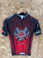 EMLCE Cycling Jersey Red Black Circuit Board Print Short Sleeve Size XS