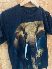 Vintage 90s African elephant large print black souvenir t-shirt size small