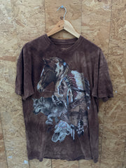 Vintage 90s brown tie-dye Native elder & horse t-shirt size XL by The Mountain