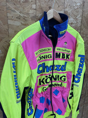 Vintage Giessegi Cycling Jacket Men's L Neon Yellow Pink Chazal MBK