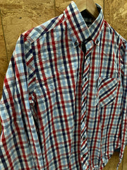 Vintage Y2K Lambretta blue red check mod britpop style shirt size small