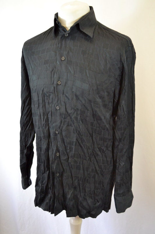 Vintage 90s black textured long sleeve shirt size medium oversized by C&A