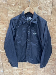 Calvin Klein Jeans Black Nylon Coach Jacket Size S Vintage Y2K Retro Logo