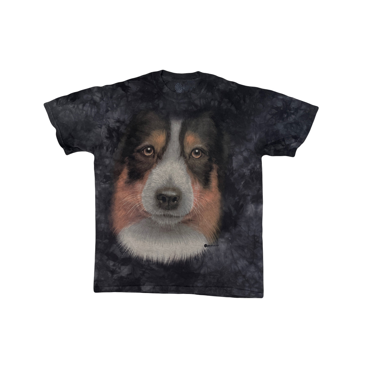 Vintage The Mountain Dog Face Tie Dye Grungy Charcoal Grey T-Shirt Size M