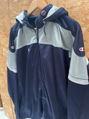 Champion Men's XXL Navy Blue Track Jacket Hooded Zip Up "Since 1919"