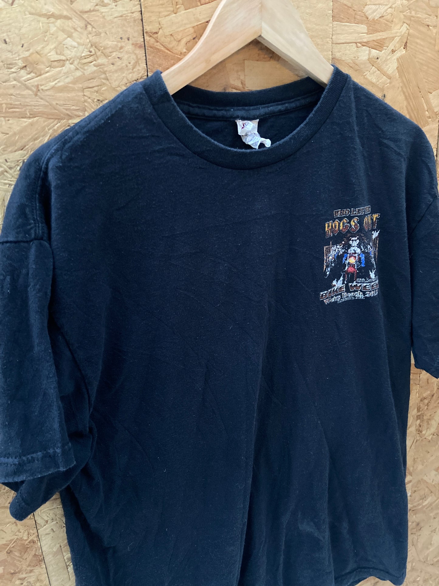 Vintage Y2K Who let the hogs out bike week Weirs beach biker t-shirt size large