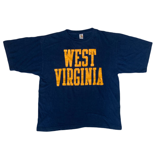 Vintage 80s navy yellow West Virginia single stitch souvenir t-shirt size large