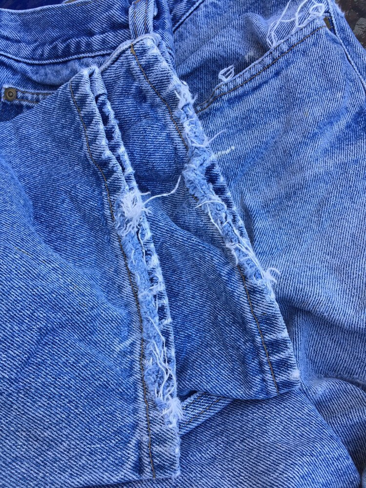 Carhartt Vintage mens 90s blue stone wash denim distressed work trousers size W34 L30