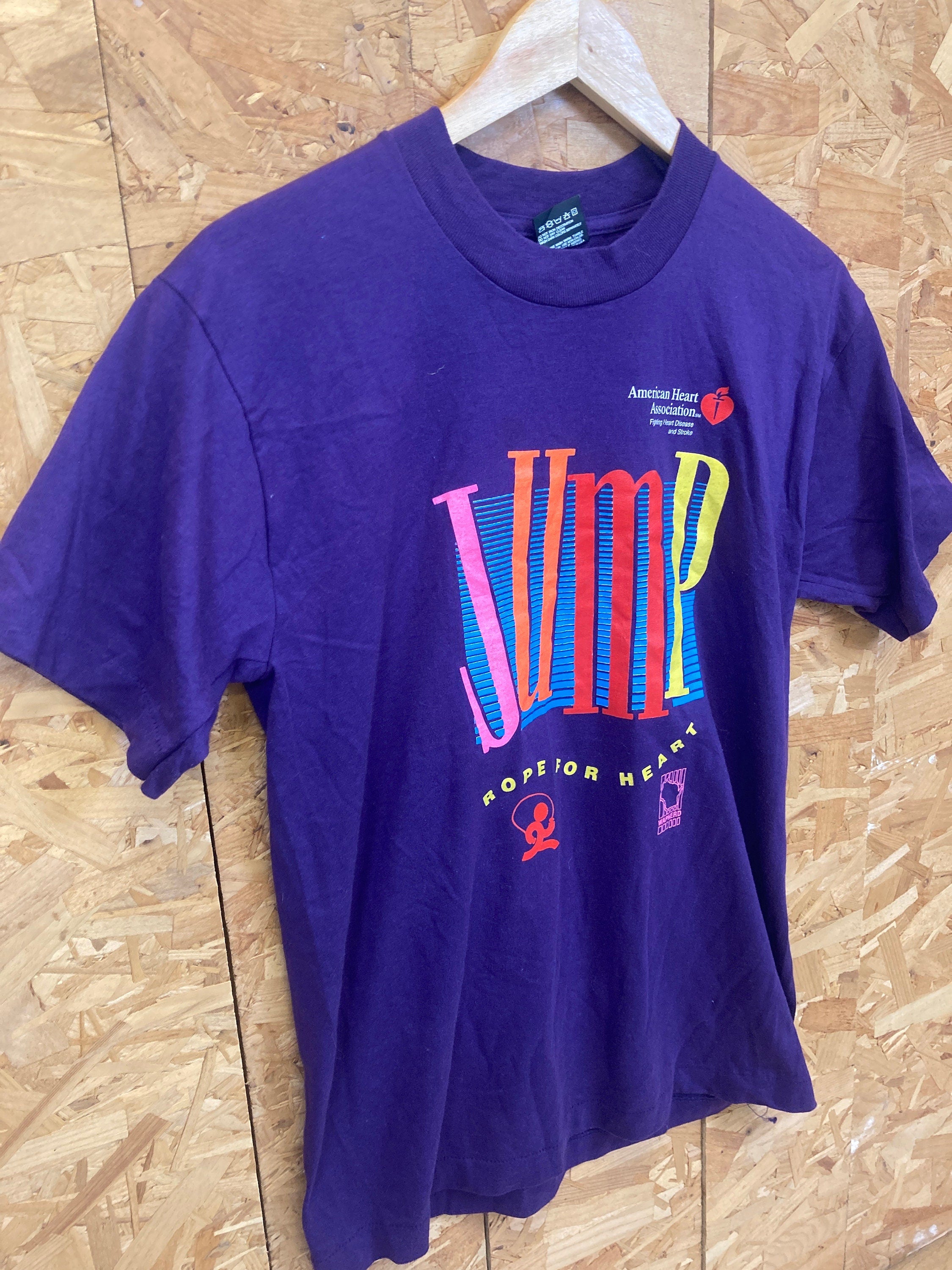 Vintage 90s Jump hope for heart  USA marathon souvenir quirky purple single stitch t-shirt size medi