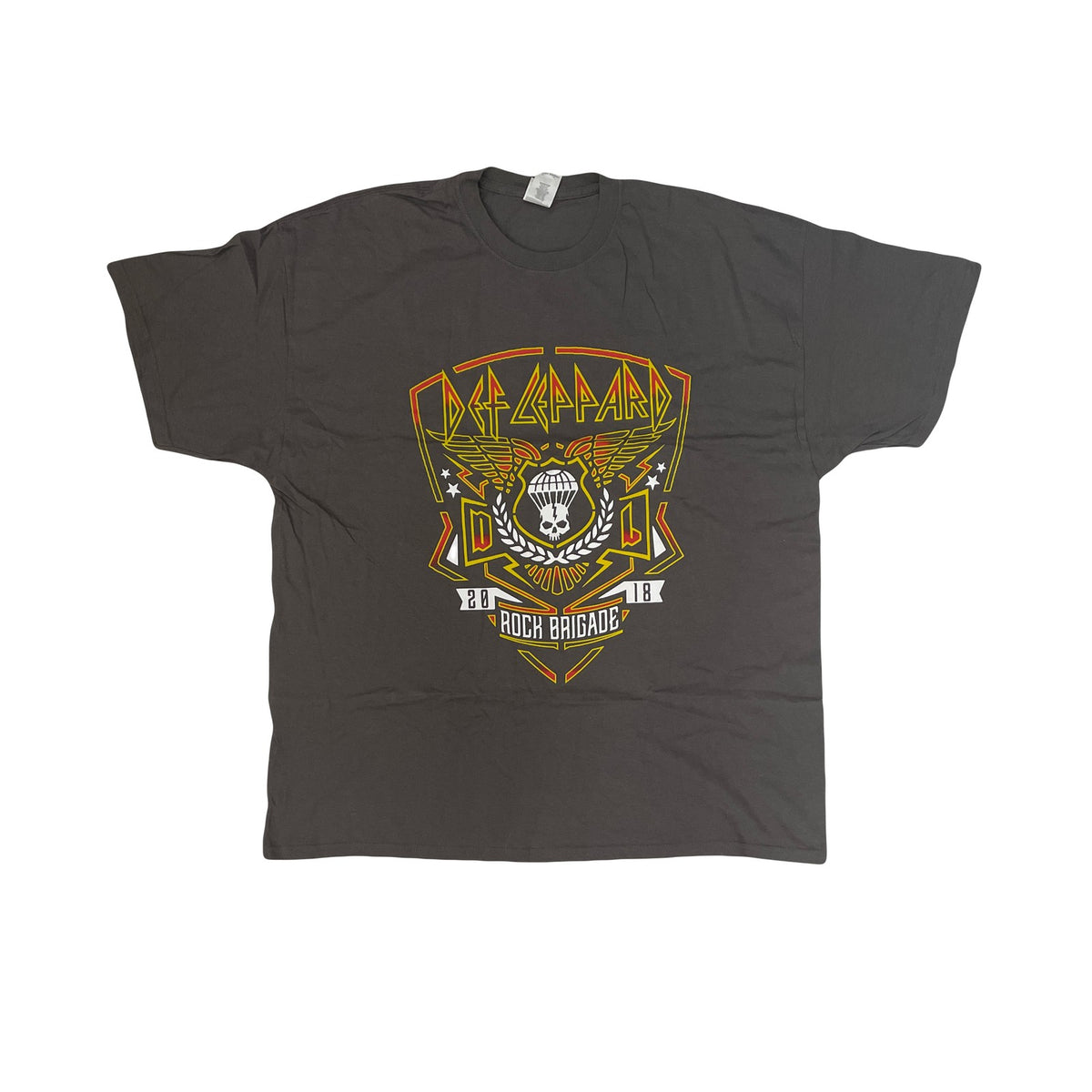 Vintage Def Leppard Rock Brigade Tour 2018 T-Shirt Charcoal Gray 2XL