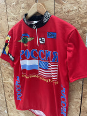 Vintage 1994 Russia Cycling Tour Jersey Red Short Sleeve Men's XXL