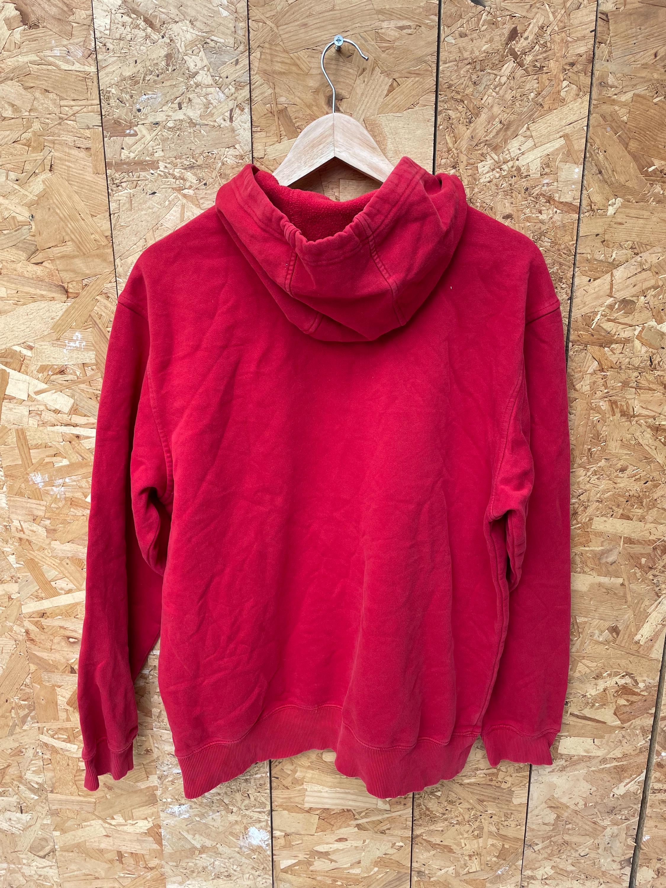 Vintage Y2K Adidas red spell out embroidered stripe logo hoodie size medium