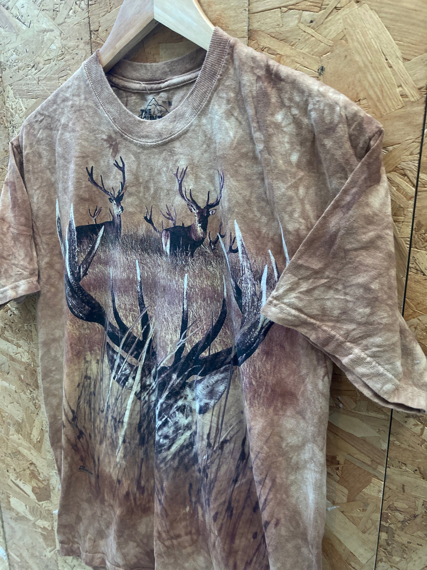 Vintage 90s The Mountain brown grungy tie dye stag souvenir t-shirt size medium