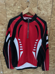 Crane Cycling Jersey Men's XL Red Black White 1/4 Zip Long Sleeve Athletic