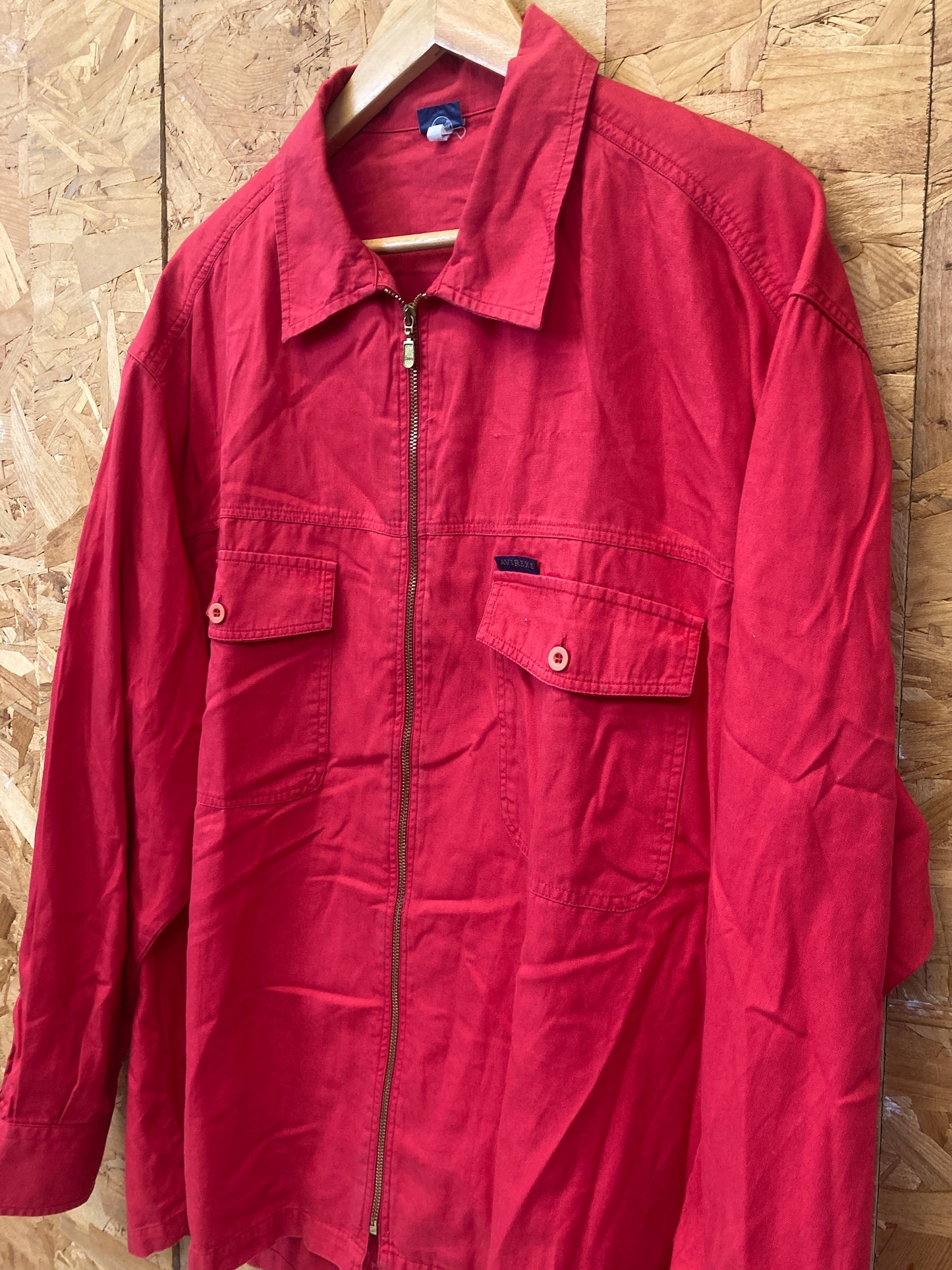 Vintage Y2K Avirex red linen cotton canvas light summer shirt jacket size large