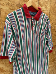 Vintage 90s Timberland Weathergear Striped Polo Shirt Mens XL Red Green Blue
