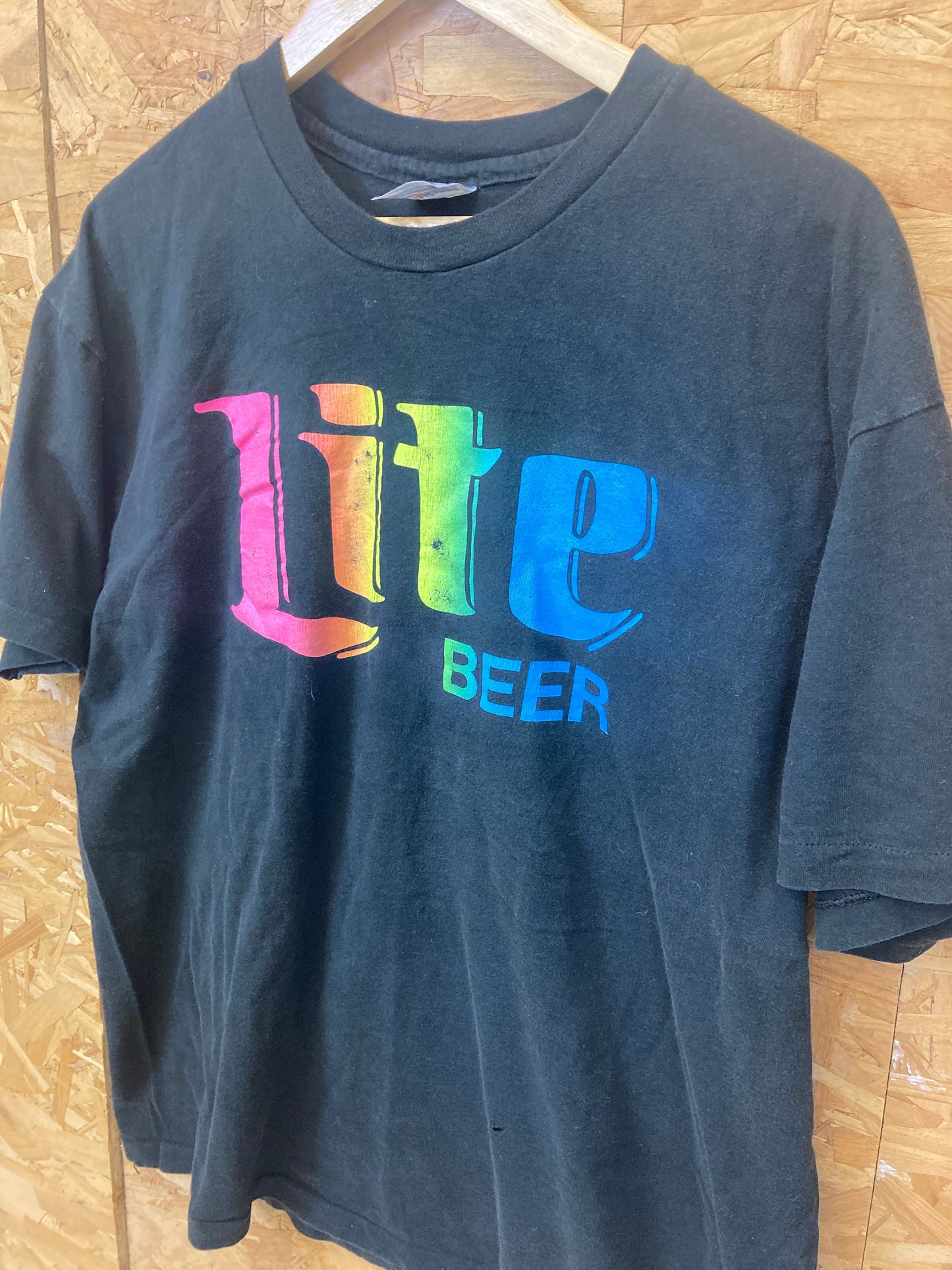 Vintage 90s Lite beer USA souvenir black t shirt size XL by Hanes