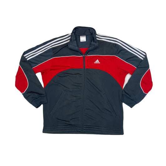 Vintage 90s Adidas zip track top grey white red size 41/42 Large