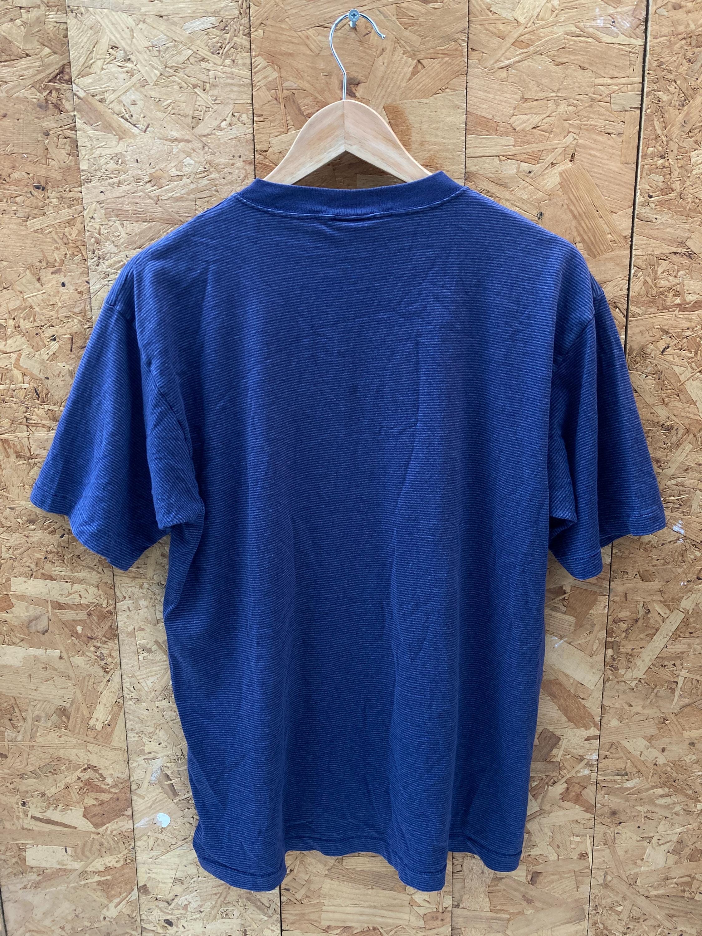 Vintage 90s Sanibel Island Florida USA souvenir navy blue grey stripe single stitch t shirt size lar