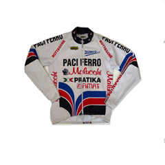 Vintage Aleggi Paci Ferro Cycling Jersey Jacket White Red Blue Black Size 3