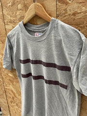 Vintage 90s Single Stitch Eagle USA Grey Double Stripe T-Shirt Size M