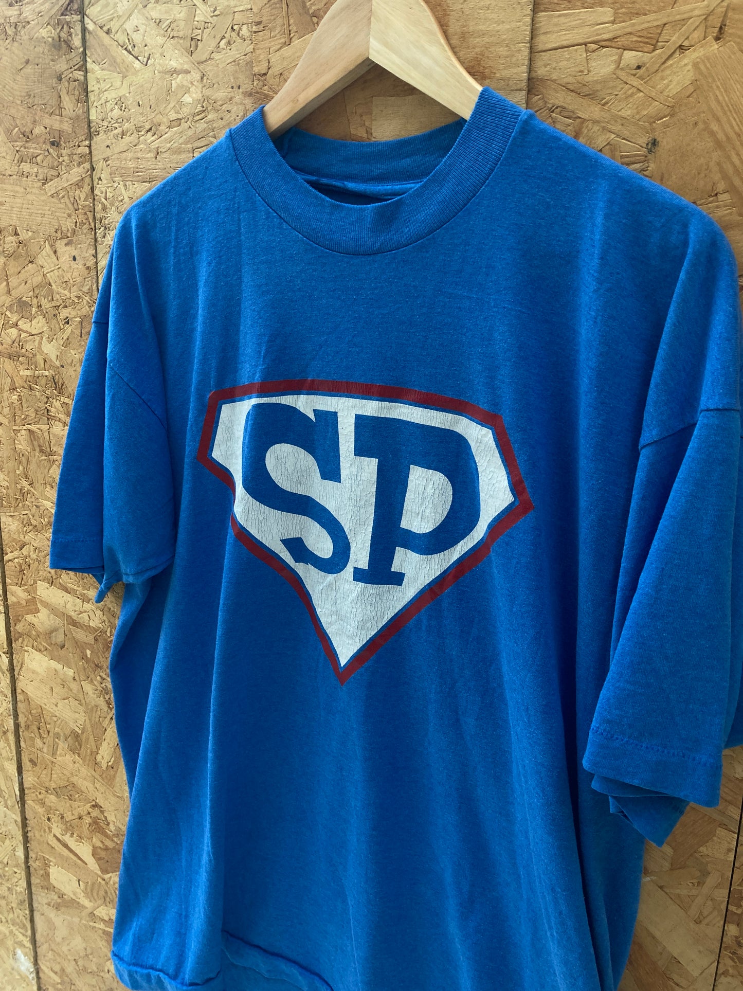 Vintage 90s Super Pal Ice blue & red single stitch souvenir t-shirt size large