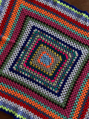 Handmade Crochet Granny Square Blanket Throw - Colorful Boho Vibe